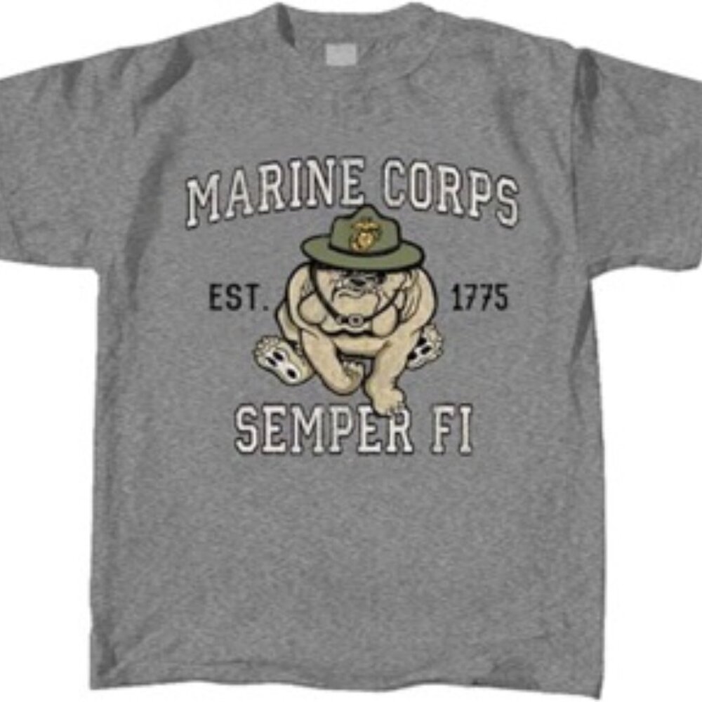 Joe Blow's T's Kids Marine Corps Mascot Youth T-Shirt - Semper FI - Heather Gray